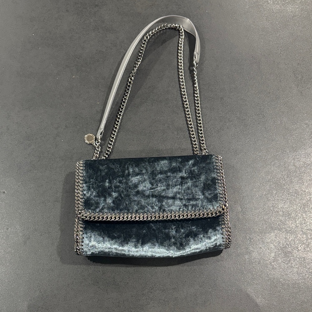 Stella McCartney Charcoal Velvet Shoulder Bag